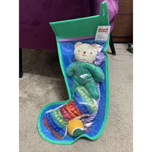 Boots & Barkley Medium/Large Stocking & Dog Toy Set - Bear Balls Rope Bone - Picture 1 of 6